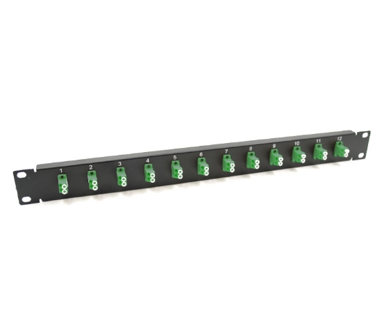 19" 1U Panel with 12 Duplex LC Green Adapters