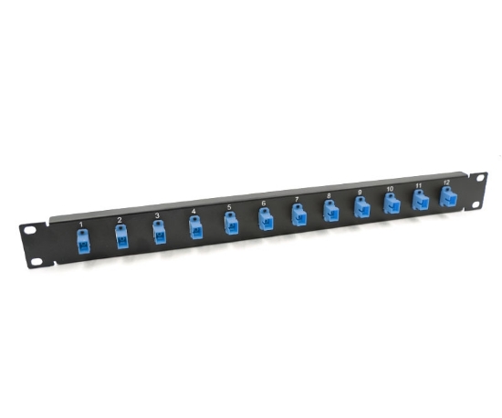 19" 1U Panel with 12 Simplex SC Blue Adapters