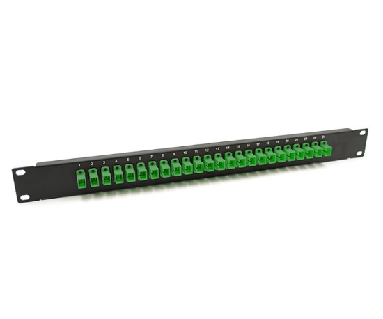 19" 1U Panel with 24 Simplex SC Green Adapters