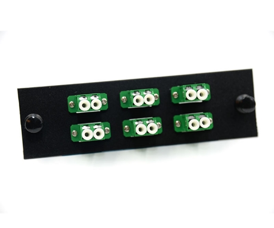 F-Type Plate with 6 Duplex LC Green Adapters