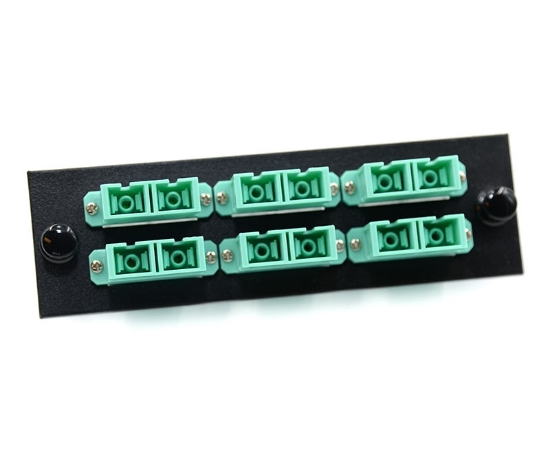 F-Type Plate with 6 Duplex SC Aqua Adapters
