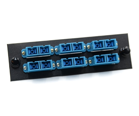 F-Type Plate with 6 Duplex SC Blue Adapters