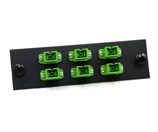 F-Type Plate with 6 Simplex SC Green Adapters