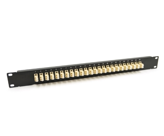 19" 1U Panel with 24 Duplex LC Beige Adapters