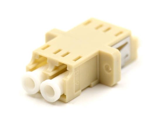 Beige LC Duplex Adapter with Flange