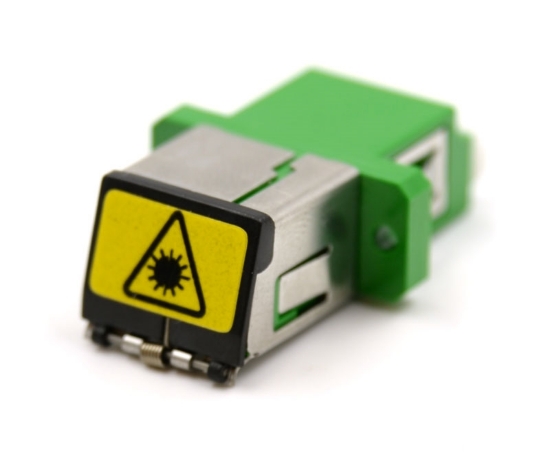 Green Shuttered LC Duplex Adapter with Flange