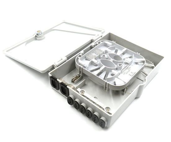 12 Fiber Wall Mountable Termination Box - 2 Input Ports and 12 Output Ports - Splice Tray Included 