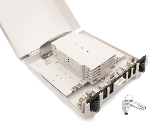 48 Fiber Wall Mount Termination Box - x4 Splice Trays Inlcuded - 2 Ports at 24.5mm