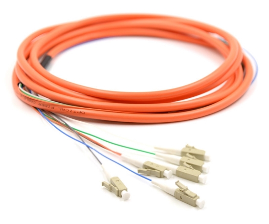 3m, 6 Fiber LC Pigtail, Multimode, OM1