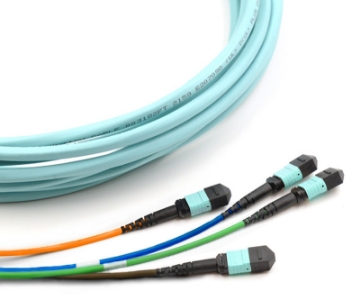 Show details for 24 Fiber Custom Trunk Cable Assembly - (x2) 12 Fiber MPOs on Each End - 50/125µm Multimode OM4 - Micro Distribution Aqua Plenum Rated - Custom Length  24 Fiber MPO, Multimode, OM4 Trunk Cable