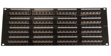 Show details for 19" 4U 96 Port CAT5e Copper Patch Panel - Angled 45° Keystones - 568A/B Compatible  45 Degree Cat5e Patch Panel