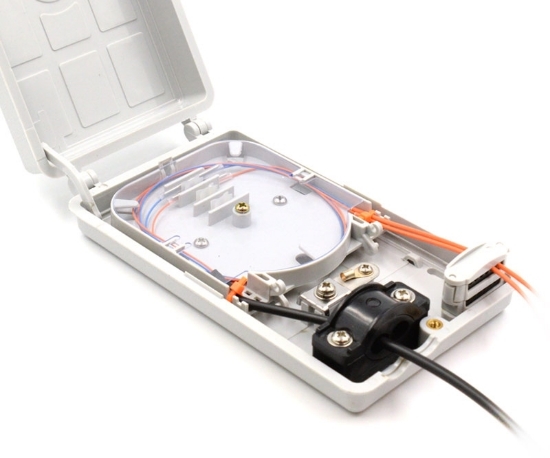 12 Fiber Wall Mount Termination Box - Splice Tray Included - 2 Ports at 16mm