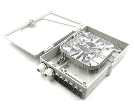 12 Fiber Wall Mountable Termination Box - 2 Input Glands and 12 Output Ports - Splice Tray Included