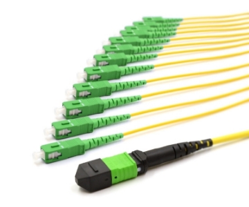 Show details for 12 Fiber MPO/APC Standard Female to (x12) SC/APC - 9/125µm Singlemode OS2 - Micro Distribution Yellow Plenum Rated - 0.5 Meter Breakout Length using 2mm Tubing 1m, MPO Female to 12 SC APC, 12 Fiber Singlemode OS2 9/125 Fanout Cable