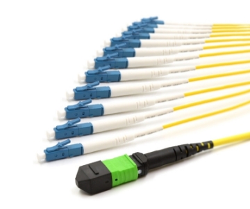Show details for 12 Fiber MPO/APC Standard Female to (x12) LC/UPC - 9/125µm Singlemode OS2 - Micro Distribution Yellow Plenum Rated - 0.5 Meter Breakout Length using 2mm Tubing 1m, MPO Female to 12 LC UPC, 12 Fiber Singlemode OS2 9/125 Fanout Cable