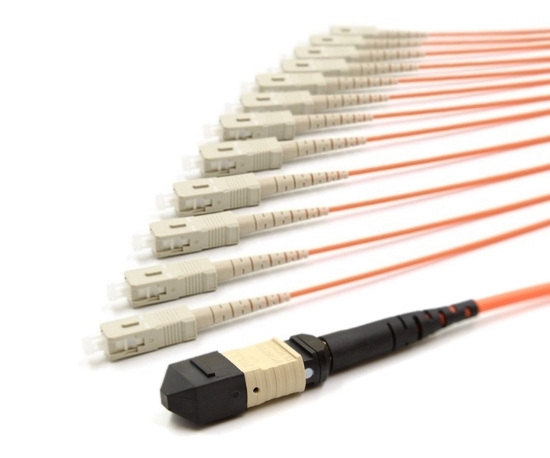 1m, MPO Male to 12 SC UPC, 12 Fiber Multimode OM1 62.5/125 Breakout Cable