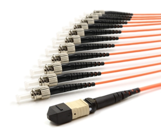 1m, MPO Male to 12 ST UPC, 12 Fiber Multimode OM1 62.5/125 Breakout Cable