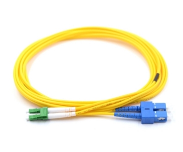Show details for SC/UPC to LC/APC Duplex Fiber Optic Patch Cable - 9/125µm Singlemode OS2 - 3mm Yellow PVC Rated Jacket SC to LC/APC Duplex Singlemode Fiber Optic Patch Cable