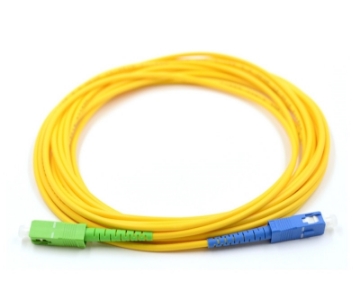 Show details for SC/APC to SC/UPC Simplex Fiber Optic Patch Cable - 9/125µm Singlemode OS2 - 3mm Yellow PVC Rated Jacket SC/APC to SC, Simplex, Singlemode Fiber Optic Patch Cable