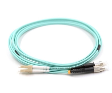 Show details for LC/UPC to FC/UPC Duplex Fiber Optic Patch Cable - 50/125µm Multimode OM3 - 3mm Aqua PVC Rated Jacket LC to FC Duplex OM3 Multimode Fiber Optic Patch Cable