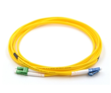 Show details for LC/UPC to LC/APC Duplex Fiber Optic Patch Cable - 9/125µm Singlemode OS2 - 3mm Yellow PVC Rated Jacket LC to LC/APC Duplex Singlemode Fiber Optic Patch Cable