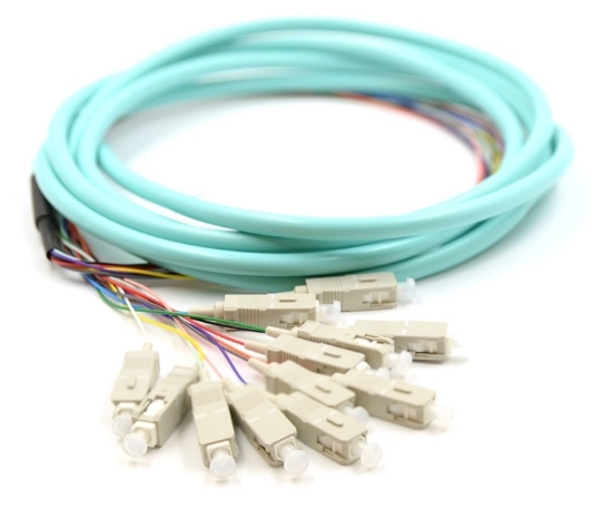 3m, 12 Fiber SC Pigtail, Multimode, OM3