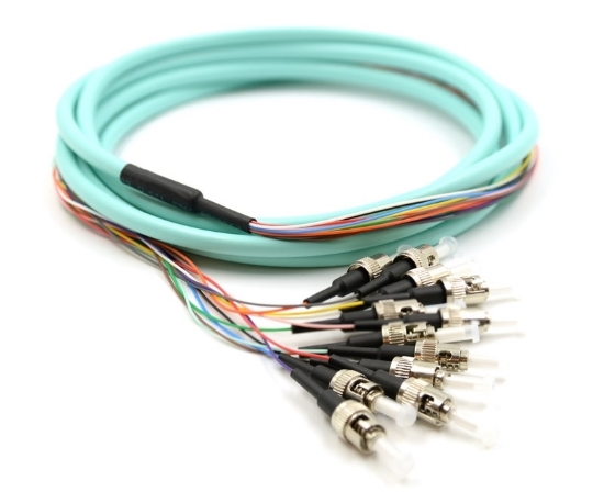 3m, 12 Fiber ST Pigtail, Multimode, OM3