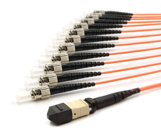 1m, MPO Female to 12 ST UPC, 12 Fiber Multimode OM1 62.5/125 Breakout Cable