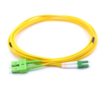 Show details for LC/APC to SC/APC Duplex Fiber Optic Patch Cable - 9/125µm Singlemode OS2 - 3mm Yellow PVC Rated Jacket LC/APC to SC/APC, Duplex, Singlemode Fiber Optic Patch Cable