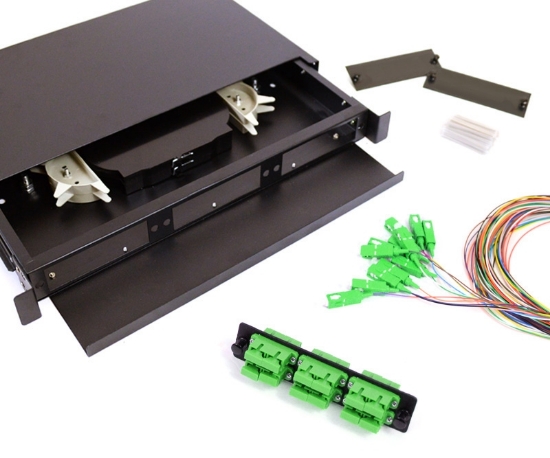 12 Fiber SC/APC 9/125 1U Splicing Patch Panel Kit