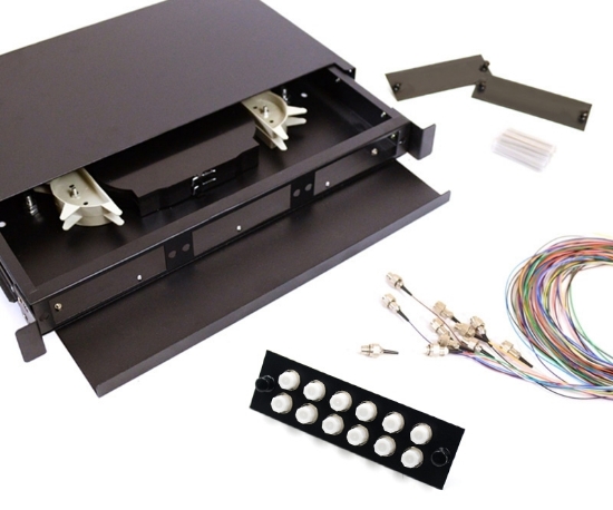 12 Fiber FC 9/125 1U Splicing Patch Panel Kit