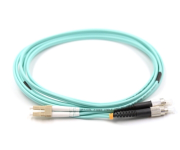Show details for LC/UPC to FC/UPC Duplex Fiber Optic Patch Cable - 50/125µm Multimode OM4 - 2mm Aqua PVC Rated Jacket 50/125µm Multimode OM4 Fiber Optic Patch Cable