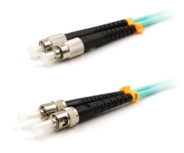 Show details for ST/UPC to FC/UPC Duplex Fiber Optic Patch Cable - 50/125µm Multimode OM4 - 2mm Aqua PVC Rated Jacket ST to FC Fiber Optic Patch Cable