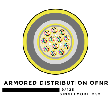 Show details for 48 Fiber Armored Distribution Tight Buffered Cable - 9/125µm Singlemode OS2 - Yellow - Riser Rated  48 Fiber Armored Distribution Tight Buffered Cable - Singlemode OS2 - Riser Rated
