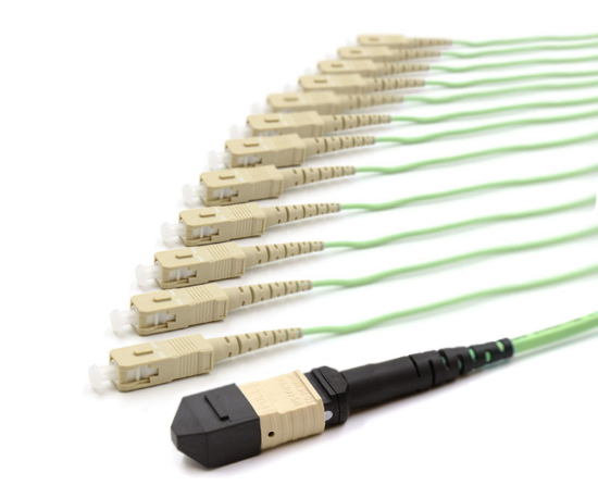 1m, MPO Male to SC/UPC, 12 Fiber Multimode OM5 50/125 Breakout Cable