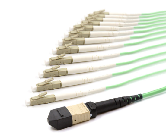 1m, MPO Male to LC/UPC, 12 Fiber Multimode OM5 50/125 Breakout Cable