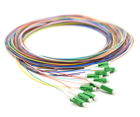 Picture of 12 Fiber LC/APC Pigtail - 9/125µm Singlemode OS2 - Multi-Colored 900µm Jacket - 3 Meters