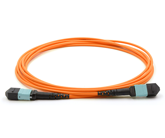 Picture of 12 Fiber MPO/UPC Low Loss Male to Female Custom Cable Assembly - 62.5/125µm Multimode OM1 - Micro Distribution Orange Plenum Rated - 10 Meters in Total Length - Method B Polarity