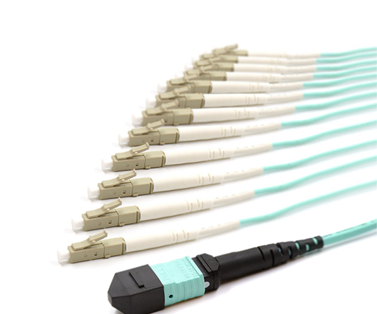 1m, MPO Female to LC/UPC, 12 Fiber Multimode OM3 50/125 Breakout Cable