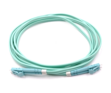 Show details for LC/UPC to LC/UPC Duplex Fiber Optic Patch Cable - 50/125µm Multimode OM3 - 3mm Aqua PVC Rated Jacket - Aqua Connectors LC to LC Patch Cable with Aqua Connectors