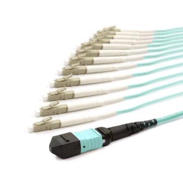 Show details for 24 Fiber MPO/UPC Low Loss Female to (x24) LC/UPC - 50/125µm Multimode OM3 - Micro Distribution Aqua Plenum Rated - 0.5 Meter Breakout Length using 2mm Tubing Picture of 24 Fiber MPO/UPC Low Loss Female to (x24) LC/UPC - 50/125µm Multimode OM3 - Micro Distribution Aqua Plenum Rated - 0.5 Meter Breakout Length using 2mm Tubing