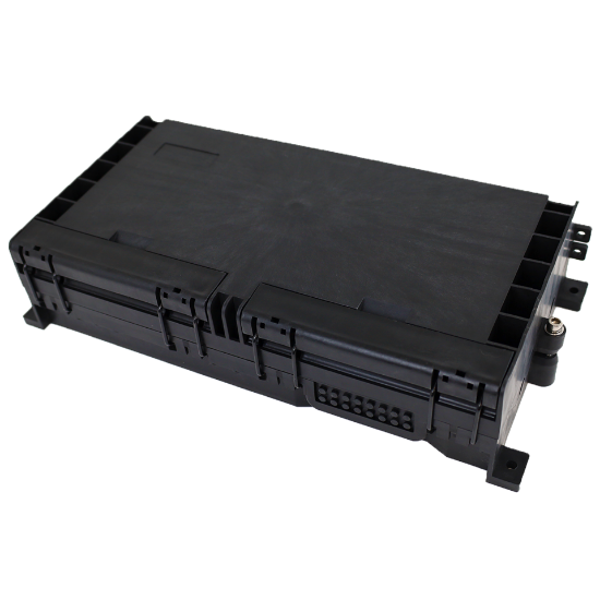 Picture of 48-Fiber Optic Outdoor Horizontal Splice Closure – 8 Ports at 14mm – 16 Ports for 3mm Drop Cable – Accepts SC Simplex Adapters (x16)
