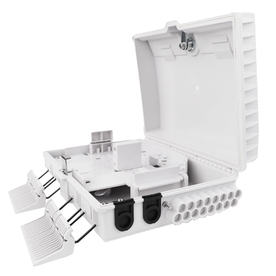 Picture of 16-Fiber Termination Box – 2 Input Ports (16mm), 16 Output Ports (3mm) – Supports LGX-type Splitter Box