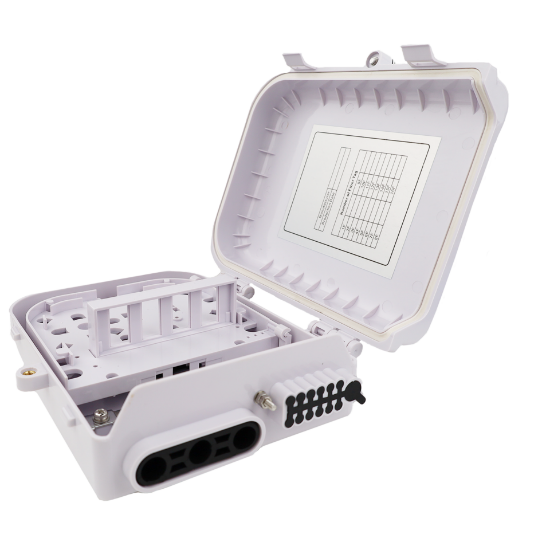 Picture of 12-Fiber Termination Box – 3 Input Ports (14mm), 12 Output Ports (3mm)