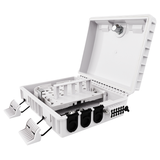 Picture of 12-Fiber Termination Box – 3 Input Ports (16mm), 12 Output Ports (3mm)