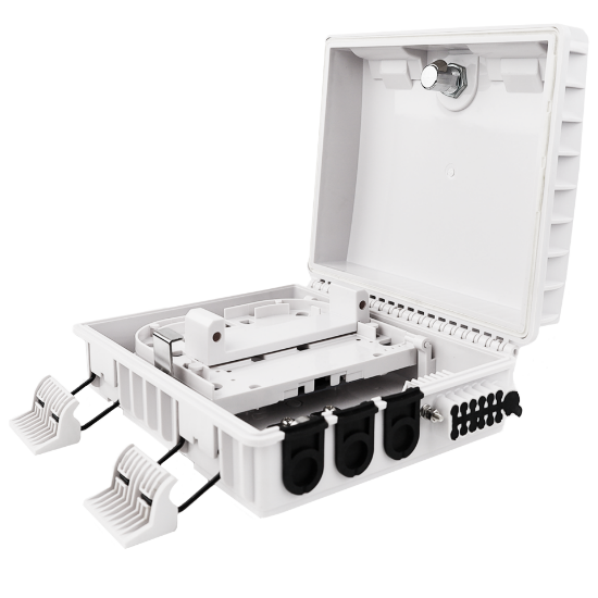 Picture of 12-Fiber Termination Box – 3 Input Ports (16mm), 12 Output Ports (3mm) – Supports LGX-type Splitter Box